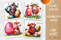 Easter crazy animal with egg Square Coaster Sublimation Product Image 1