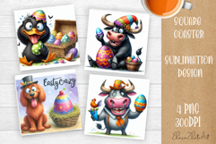 Easter crazy animal with egg Square Coaster Sublimation Product Image 1