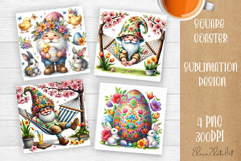 Cute gnome Square Coaster Sublimation Design Product Image 1