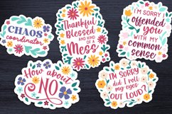 Sarcastic Floral Stickers | 10 PNG items Product Image 5