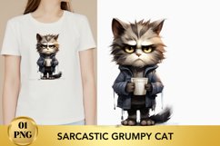 Sarcastic Grumpy with coffee Cat, Cat sublimation Product Image 1