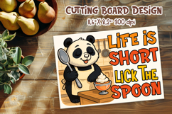 Panda Kitchen Life Is Short Lick the Spoon Cutting Board Product Image 1