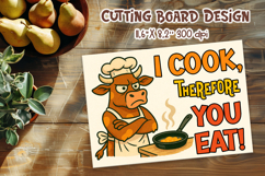 Angry Cow Cutting Board| I Cook Therefore You Eat Product Image 1