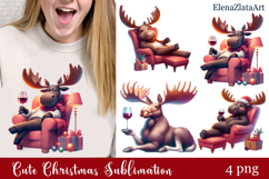 Sarcastic moose clipart. Winter clipart Sublimation Product Image 1