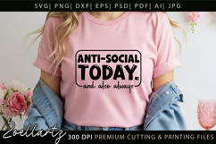 ANTI-SOCIAL Funny Quote SVG Sarcastic T-shirt Mug Design Product Image 3