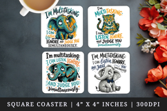 Sarcastic Quote square coaster sublimation, coasters design Product Image 1