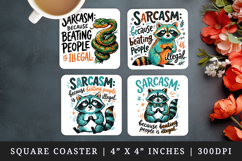 Sarcastic Quote square coaster sublimation, coasters design Product Image 1