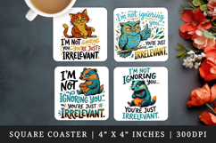 Sarcastic Quote square coaster sublimation, coasters design Product Image 1