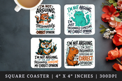 Sarcastic Quote square coaster sublimation, coasters design Product Image 1