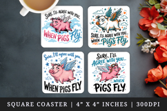 Sarcastic Quote square coaster sublimation, coasters design Product Image 1