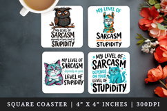 Sarcastic Quote square coaster sublimation, coasters design Product Image 1