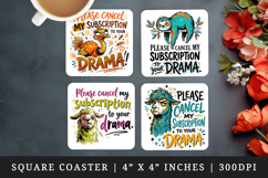 Sarcastic Quote square coaster sublimation, coasters design Product Image 1