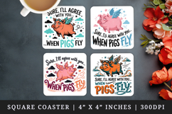 Sarcastic Quote square coaster sublimation, coasters design Product Image 1