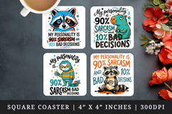 Sarcastic Quote square coaster sublimation, coasters design Product Image 1