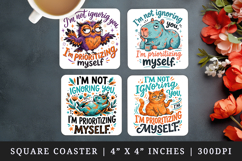 Sarcastic Quote square coaster sublimation, coasters design Product Image 1