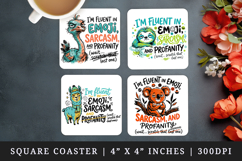 Sarcastic Quote square coaster sublimation, coasters design Product Image 1