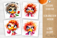 Funny duck Sarcastic Quotes Coaster Sublimation Design Product Image 1