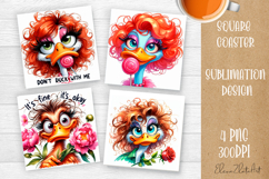 Funny duck Sarcastic Quotes Coaster Sublimation Design Product Image 1