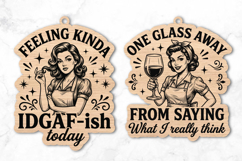 Sarcastic Retro Housewife Cut File, Funny Wine Ornament SVG Product Image 2