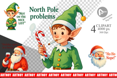 Clipart Sarcastic Santa and Elves Quotes Product Image 1