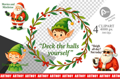 Clipart Sarcastic Santa and Elves Quotes Product Image 1