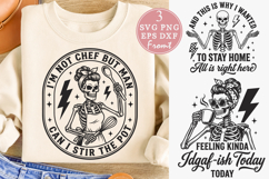 Sarcastic Skeleton Messy Bun Shirt SVG Product Image 1