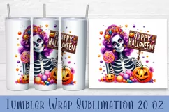 Sarcastic Skeleton tumbler. Happy Halloween sublimation PNG Product Image 4