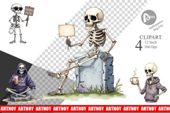 Snarky Skeleton Clipart Product Image 1