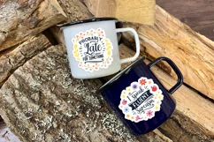 sarcastic stickers on tin mugs