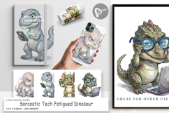 Tech Fatigued Dino Digital Paper Product Image 1