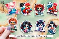 Stickers Sarcastic animals with coffee mugs. Children's Product Image 1