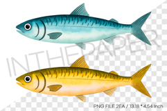 Blue Yellow Sardine PNG Clipart Summer Ocean Watercolor Product Image 1
