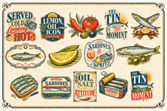 Vintage Sardine Design Bundle | Retro Mediterranean Quotes Product Image 4
