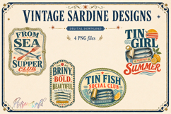 Vintage Sardine Designs | Vintage Seafood Graphics Product Image 1