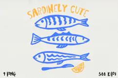 Sardinely Cute Funny Sardine PNG, Sublimation design. Product Image 1