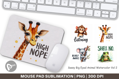 Sassy Big-Eyed Animal Puns Mouse Pad Product Image 1
