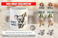 Sassy Big-Eyed Animal Puns Mug Wrap Product Image 1