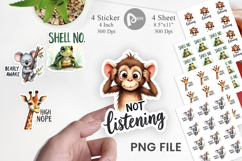 Sassy Big-Eyed Animal Puns Sticker Product Image 1