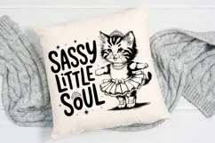 Sassy Little Soul Ballet Cat Wearing Crown Necklace PNG Product Image 4