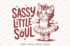 Sassy Little Soul Ballet Cat Wearing Crown Necklace PNG Product Image 1