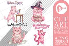 Sassy Pink Cat Halloween Sublimation Product Image 1