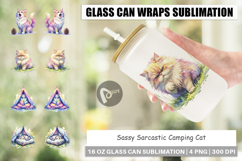 Sassy Camping Cat Glass Can Product Image 1