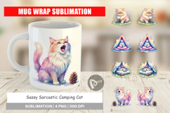 Sassy Camping Cat Mug Wrap Product Image 1