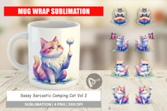 Sassy Camping Cat Mug Wrap Product Image 1