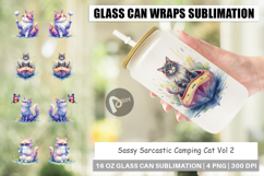 Sassy Camping Cat Glass Can Product Image 1