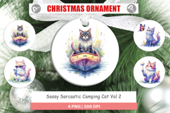 Sassy Camping Cat Ornament Product Image 1