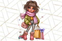 Sassy Christmas Shopper Clipart PNG, Fashion Girls Holiday Product Image 2