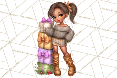 Sassy Christmas Shopper Clipart PNG, Fashion Girls Holiday Product Image 4