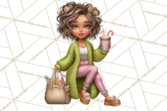 Sassy Christmas Shopper Clipart PNG, Fashion Girls Holiday Product Image 2