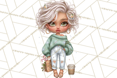 Sassy Christmas Shopper Clipart PNG, Fashion Girls Holiday Product Image 3